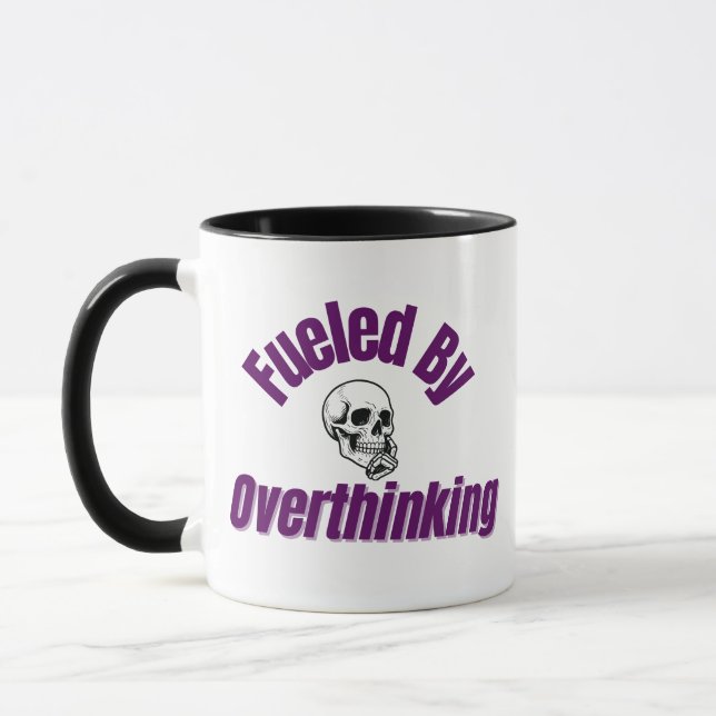 Fueled by Overthinking – Bold Skull Mug (Left)