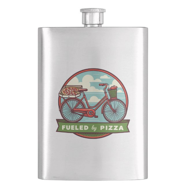 Fueled By Pizza Bike Flask (Front)