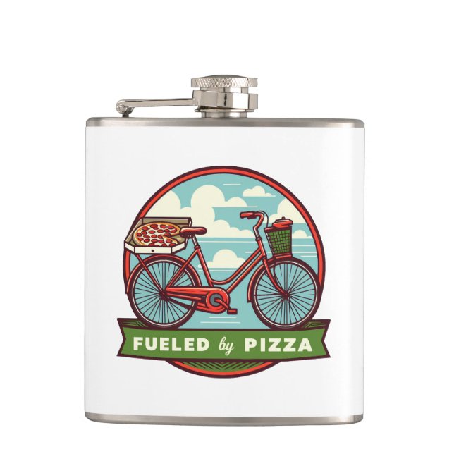 Fueled By Pizza Bike Flask (Front)