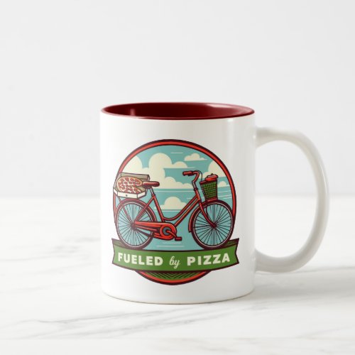 Fueled By Pizza Bike Two_Tone Coffee Mug