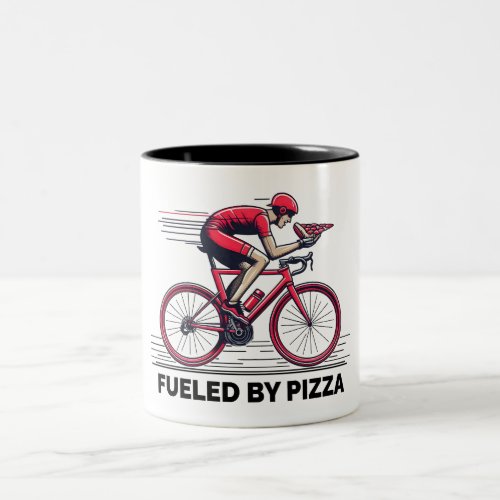 Fueled By Pizza Cyclist Two_Tone Coffee Mug