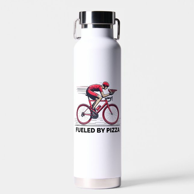 Fueled By Pizza Cyclist Water Bottle (Front)