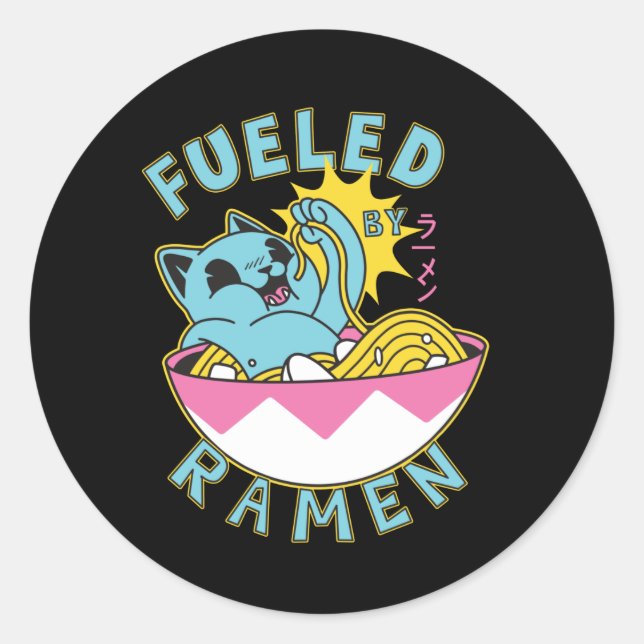 Fueled by Ramen Kawaii Cat Classic Round Sticker (Front)
