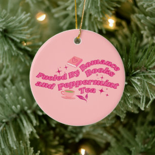 Fueled By Romance Books & Peppermint Tea Ceramic Ornament