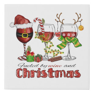 Fueled by Wine and Christmas Faux Canvas Print