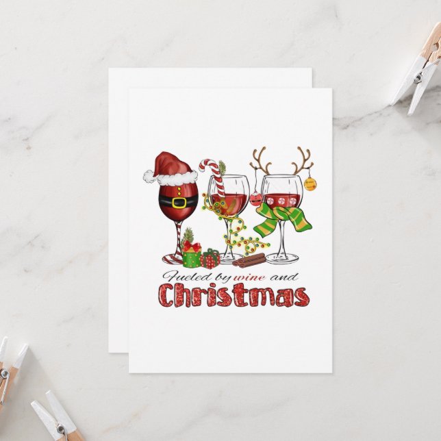 Fueled by Wine and Christmas Invitation (Front/Back In Situ)