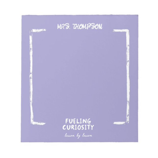 Fueling Curiosity Personalized Teacher Lavender Notepad (Front)