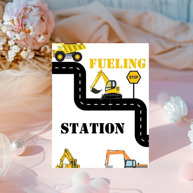 Fueling Station Construction Dump Truck Party  Pedestal Sign (Creator Uploaded)