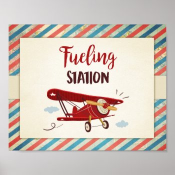 Fueling Station Sign Airplane Drinks Fuel Table by Anietillustration at Zazzle