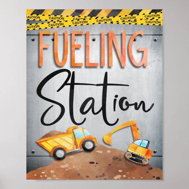 Fueling Station Sign | Construction Party Decor (Front)