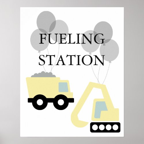 Fueling Station Truck Construction Birthday Sign
