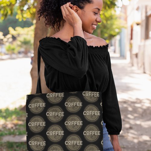 Fuelled by Coffee Cream Text Tote Bag