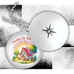 Fuelled by Sunsets Cute Cottage Core | Locket Necklace<br><div class="desc">Fuelled by Sunsets offers a front-row seat to nature's nightly spectacle,  casting a warm embrace over this idyllic retreat. Cute,  colorful,  monogrammed Cottage Core on a white background. Sterling silver locket necklace.</div>