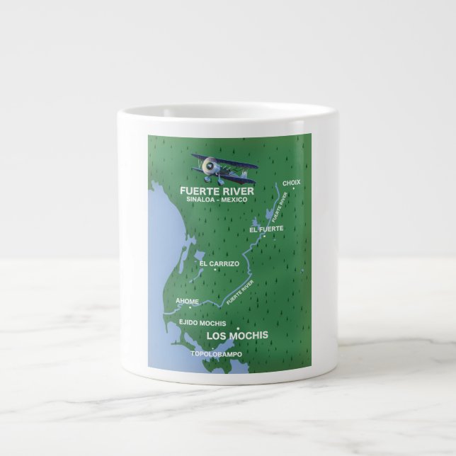 Fuerte River Sinaloa, Mexico travel map Giant Coffee Mug (Front)