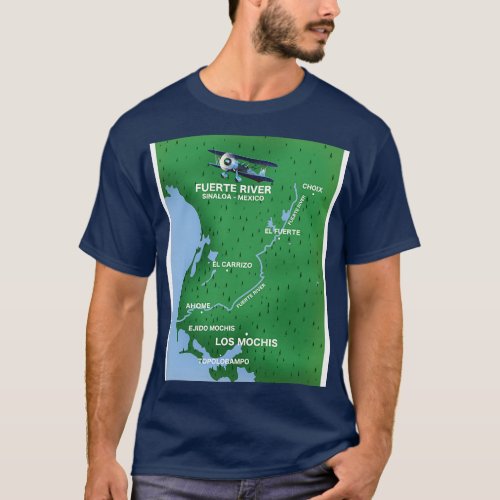 Fuerte River Sinaloa Mexico travel map T_Shirt