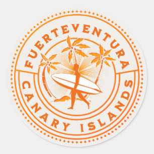 Fuerteventura Canary Islands Surfing Souvenir Classic Round Sticker