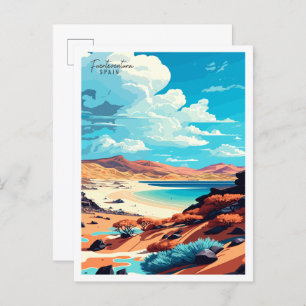 Fuerteventura Spain vintage travel illustration Postcard
