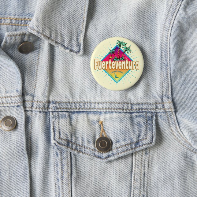 Fuerteventura Surfer Canary Islands Vintage Button (In Situ)
