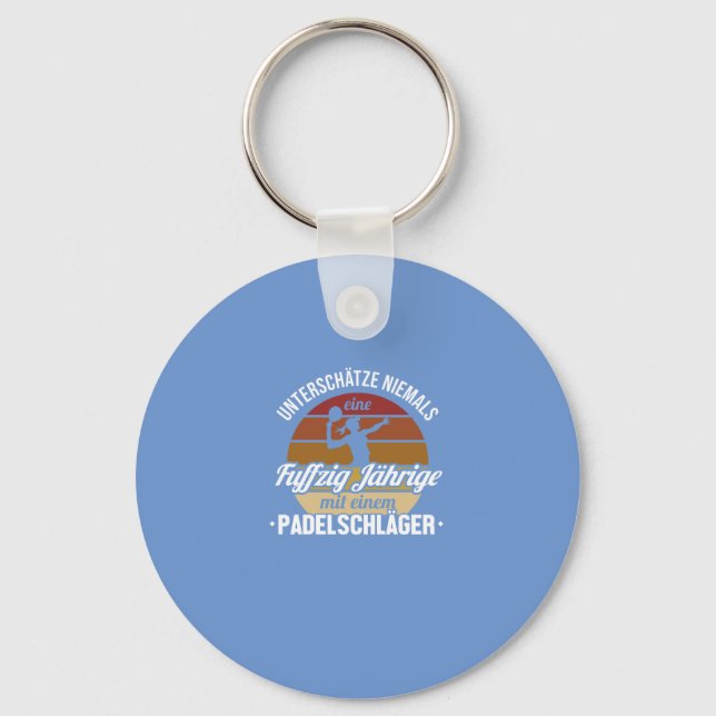 Fuffzig Jdhrige mit Padelschldger Padel 50th Keychain (Front)