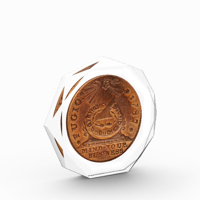 Fugio Cent Mind Your Business Copper Penny Acrylic Award (Left)