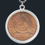 Fugio Cent Mind Your Business Copper Penny Silver Plated Necklace<br><div class="desc">On April 21, 1787, the Continental Congress of the United States authorized a design for an official copper penny, later referred to as the Fugio cent because of its image of the sun shining down on a sundial with the caption, "Fugio" (Latin: I flee/fly). This coin was reportedly designed by...</div>