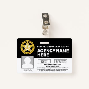 FUGITIVE RECOVERY AGENT BADGE