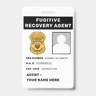 FUGITIVE RECOVERY AGENT Badge