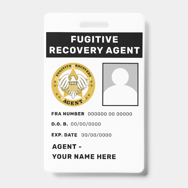 FUGITIVE RECOVERY AGENT Badge (Front)