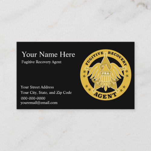 FUGITIVE RECOVERY AGENT BADGE Business card