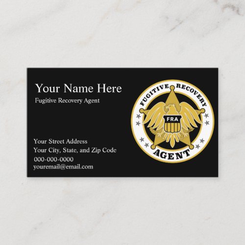 FUGITIVE RECOVERY AGENT BADGE Business card