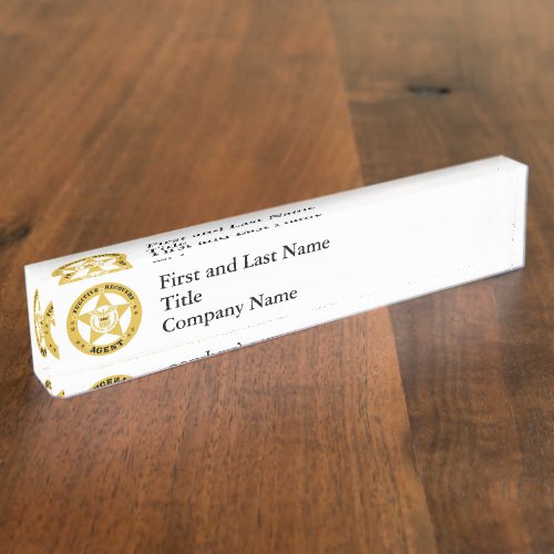 FUGITIVE RECOVERY AGENT BADGE DESK NAME PLATE