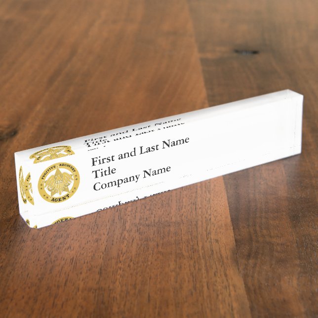 FUGITIVE RECOVERY AGENT BADGE  DESK NAME PLATE (Side)