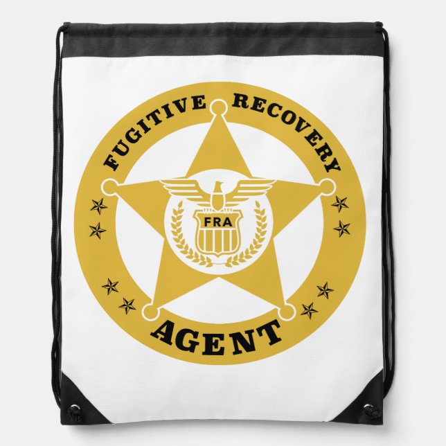 FUGITIVE RECOVERY AGENT BADGE DRAWSTRING BAG (Front)