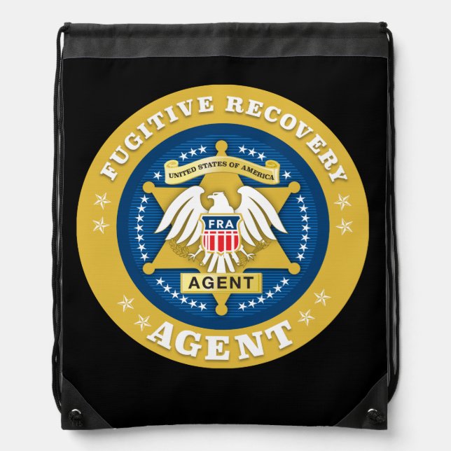 FUGITIVE RECOVERY AGENT BADGE DRAWSTRING BAG (Front)