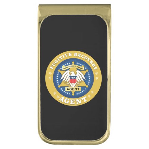 FUGITIVE RECOVERY AGENT BADGE  GOLD FINISH MONEY CLIP