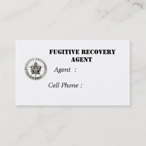 Fugitive Recovery Agent Business Card