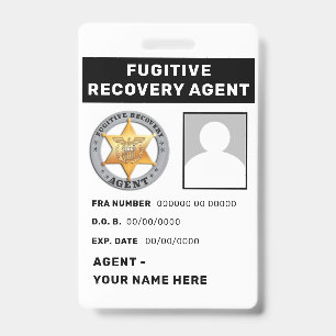 FUGITIVE RECOVERY AGENT Lanyard Badge