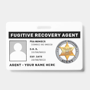 FUGITIVE RECOVERY AGENT Lanyard Badge