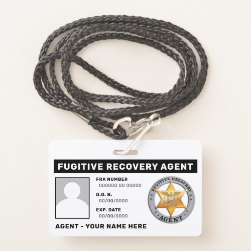 FUGITIVE RECOVERY AGENT Lanyard Badge