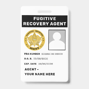 FUGITIVE RECOVERY AGENT Lanyard Badge