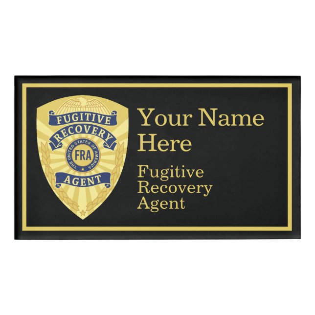 FUGITIVE RECOVERY AGENT Name Tag (Front)