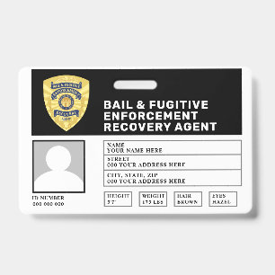 FUGITIVE RECOVERY & BAIL ENFORCEMENT AGENT BADGE