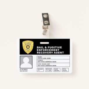 FUGITIVE RECOVERY & BAIL ENFORCEMENT AGENT BADGE