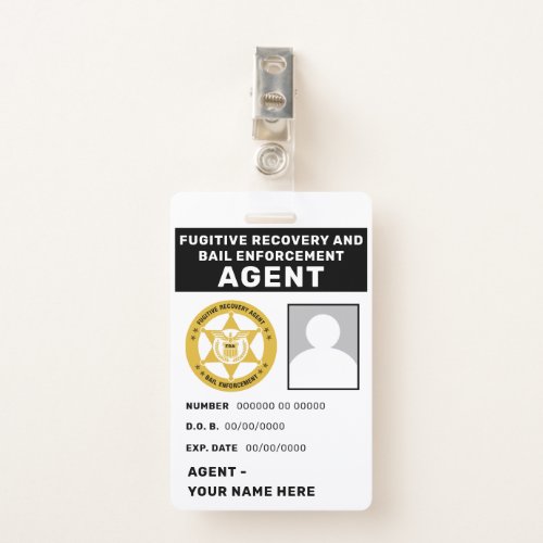 FUGITIVE RECOVERY   BAIL ENFORCEMENT AGENT Badge