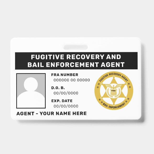 FUGITIVE RECOVERY & BAIL ENFORCEMENT AGENT BADGE (Front)