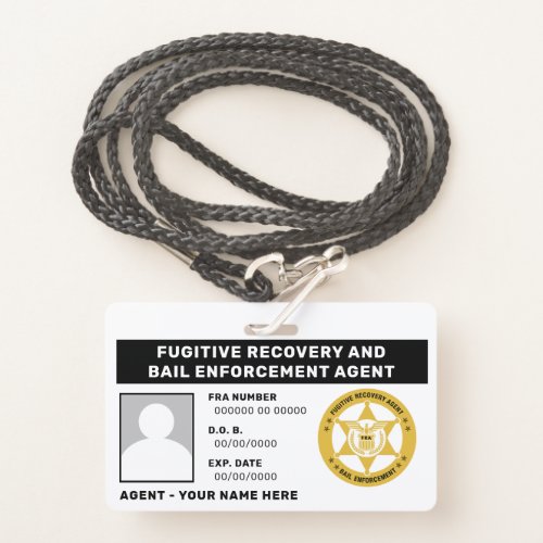 FUGITIVE RECOVERY  BAIL ENFORCEMENT AGENT BADGE