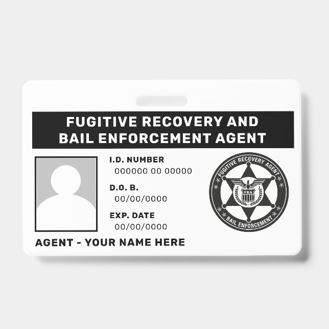 FUGITIVE RECOVERY & BAIL ENFORCEMENT AGENT BADGE (Front)