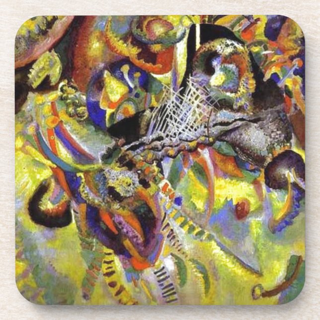 Fugue Abstract Painting by Kandinsky Beverage Coaster (Front)