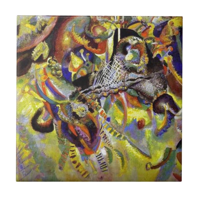 Fugue Abstract Painting by Kandinsky Ceramic Tile (Front)