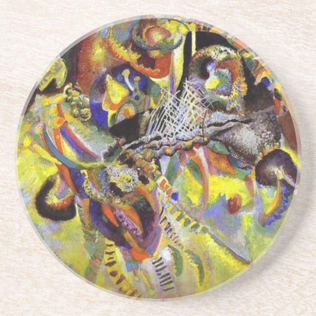 Fugue Abstract Painting by Kandinsky Drink Coaster (Front)